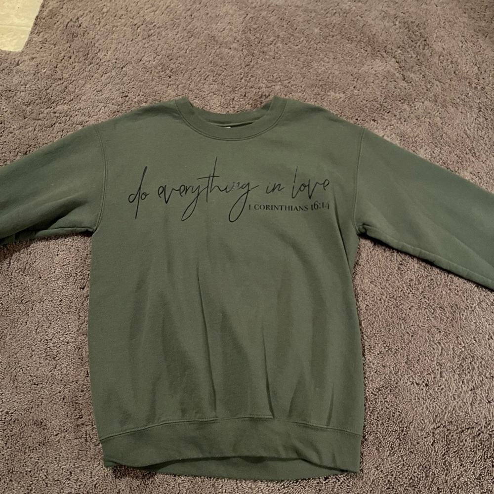small green crewneck 1 corinthians 16:14